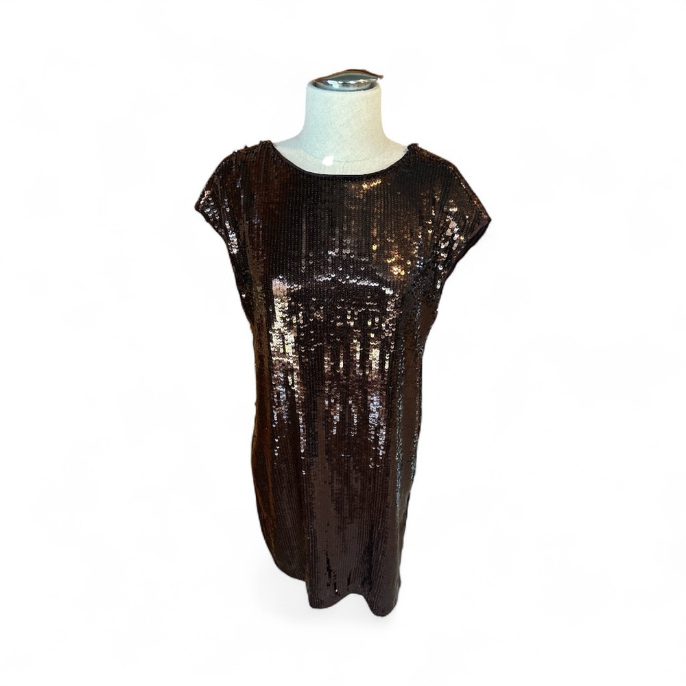 Anthropologie Sequin Midi Dress in wine color.